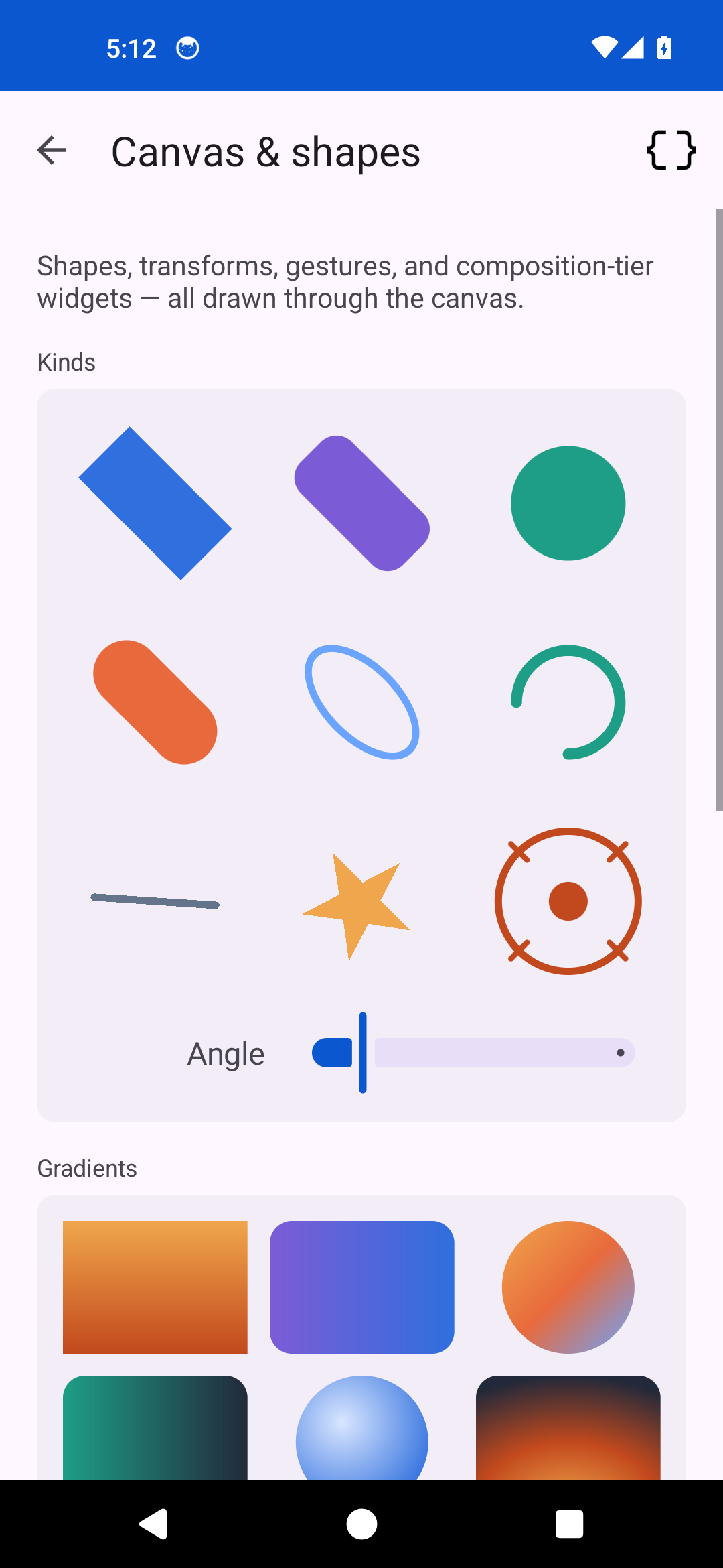 Canvas & shapes, Android Android