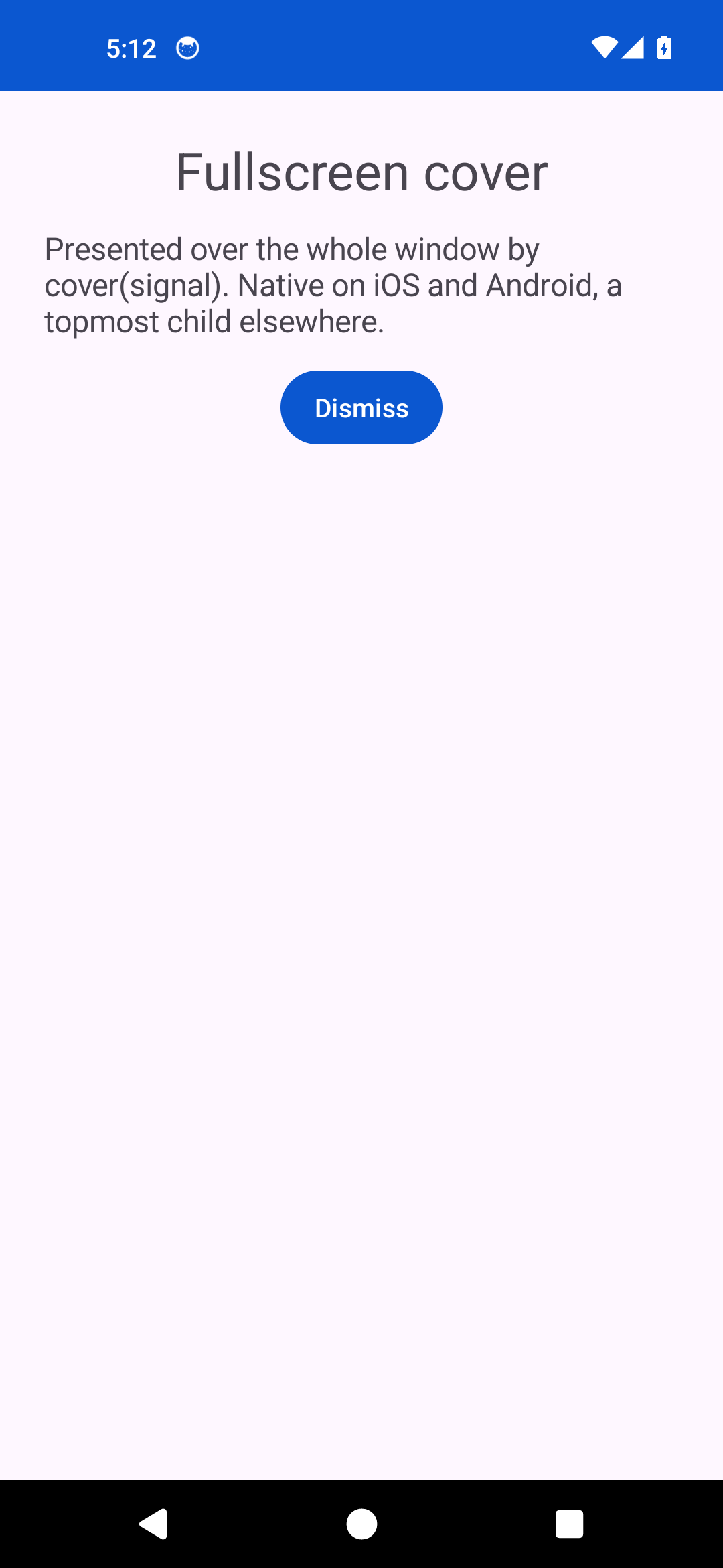 Stack · fullscreen cover, Android Android