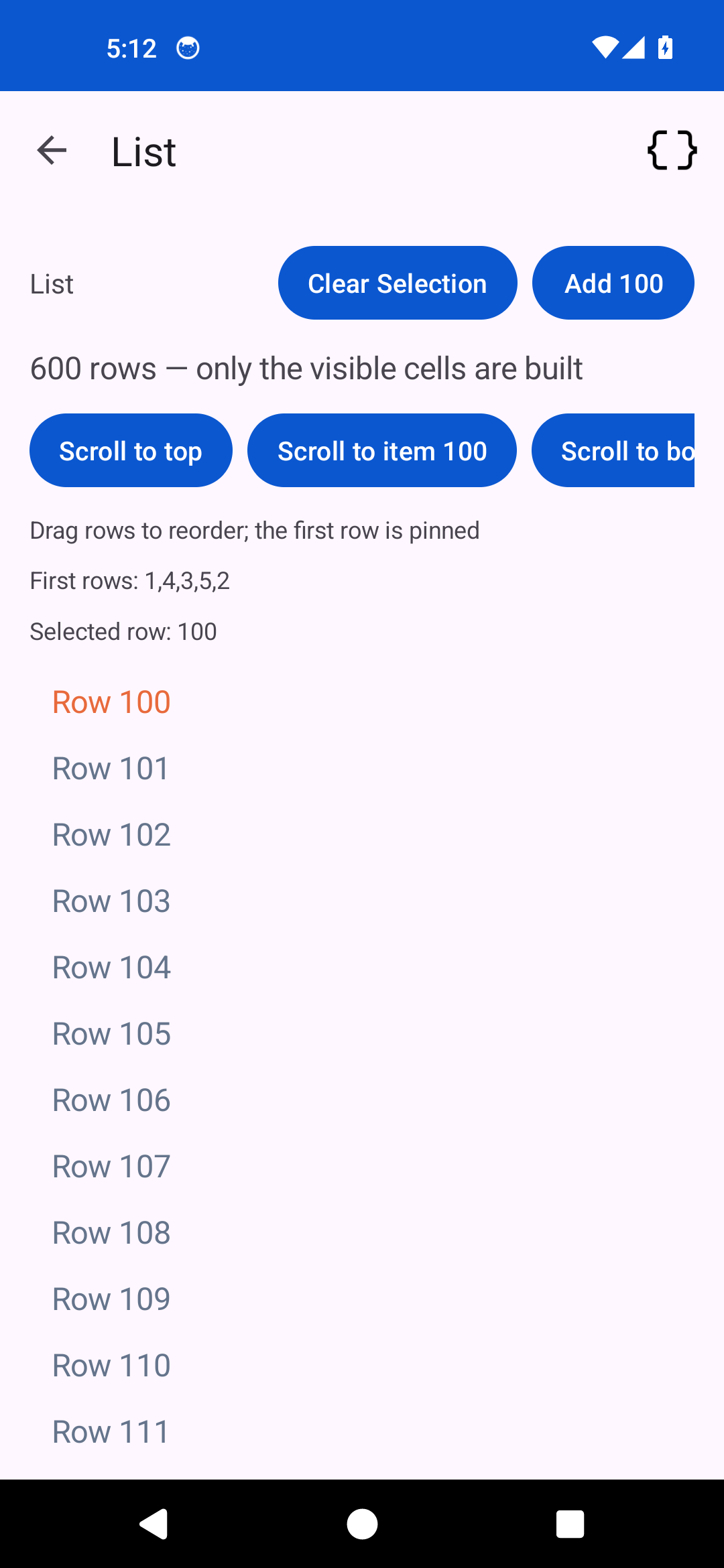 List · programmatic scrolling, Android Android