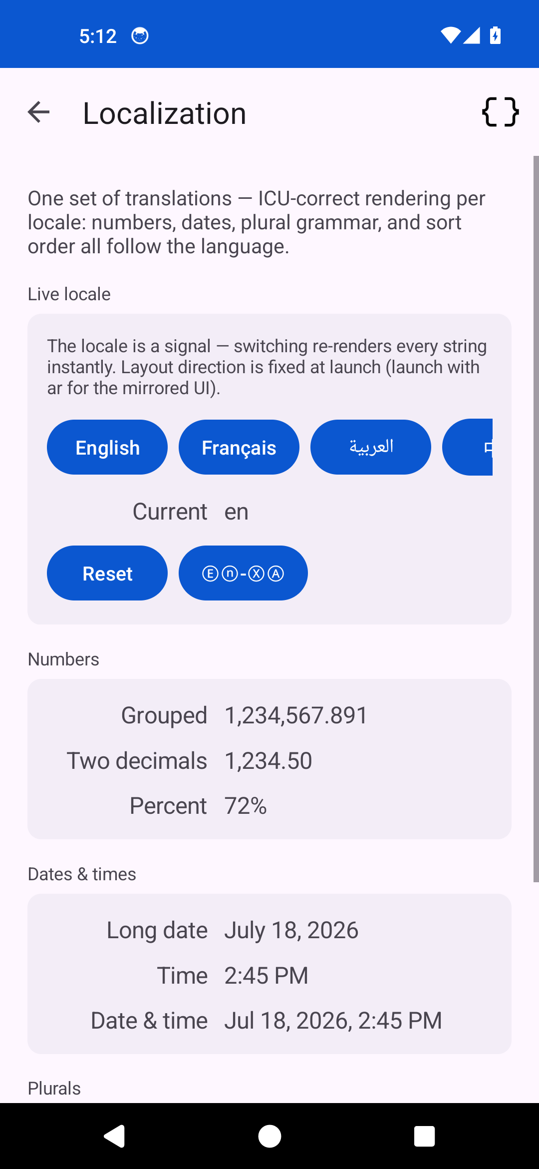 Localization, Android Android
