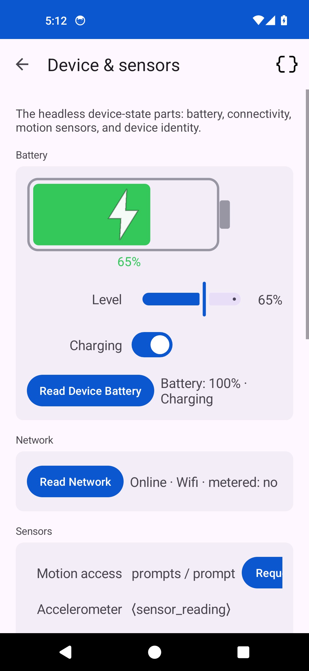 Device & sensors, Android Android