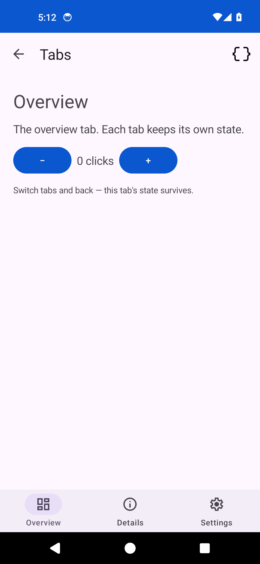 Tabs, Android Android