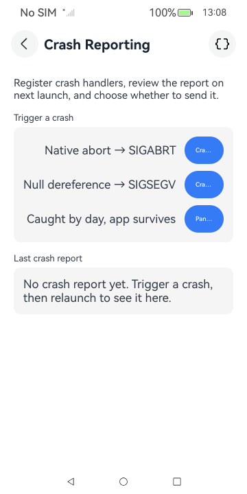 Crash reporting, HarmonyOS ArkUI