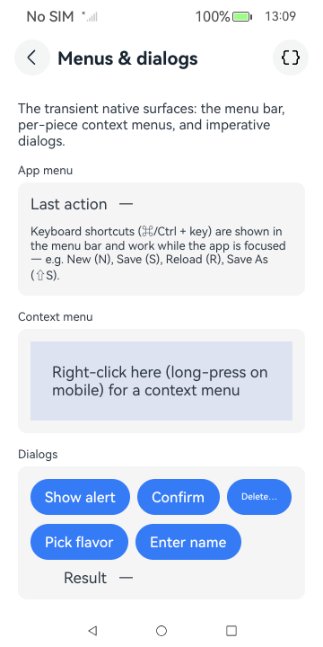 Menus & dialogs, HarmonyOS ArkUI