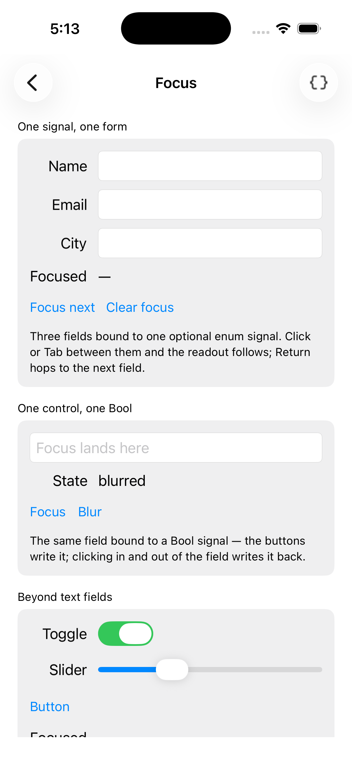 Focus, iOS UIKit