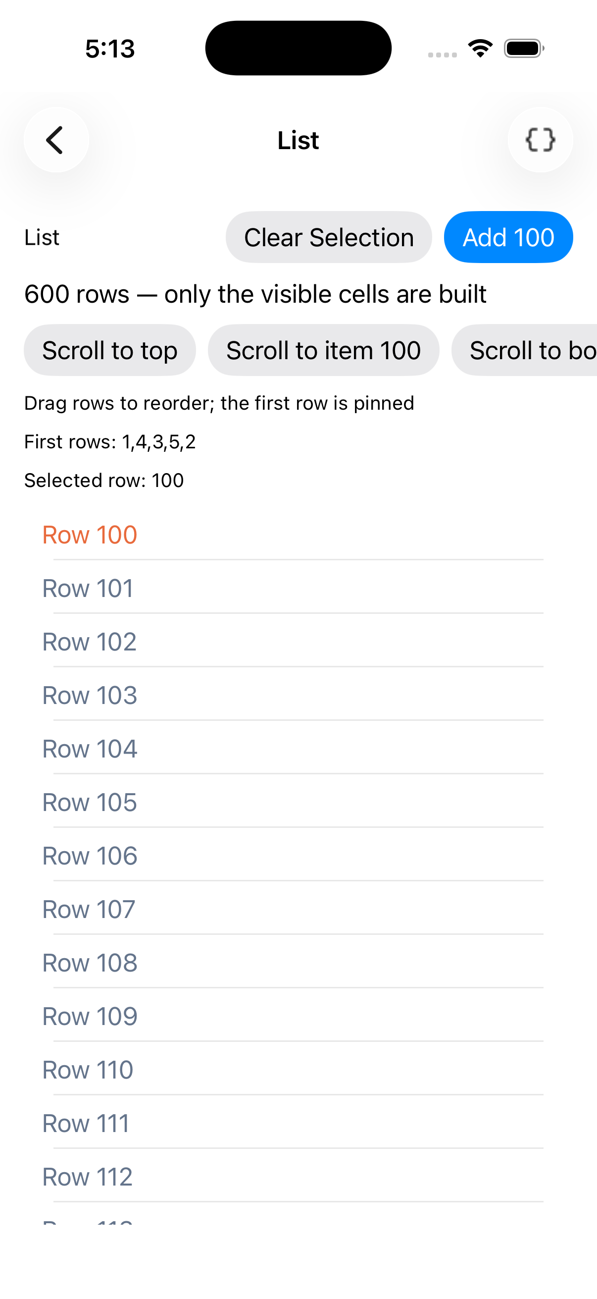 List · programmatic scrolling, iOS UIKit