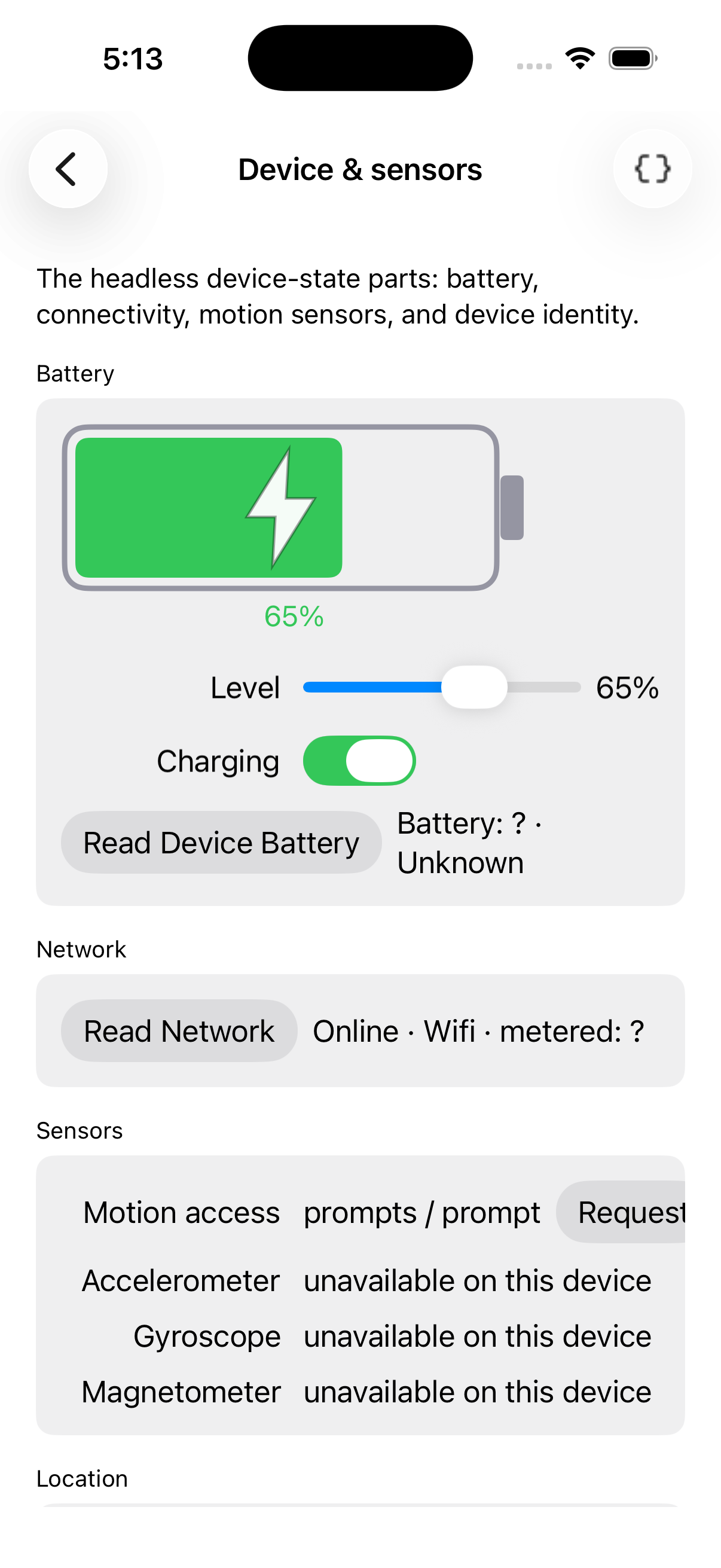Device & sensors, iOS UIKit