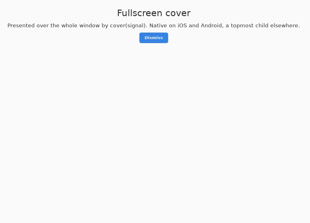 Stack · fullscreen cover, Linux GTK 4