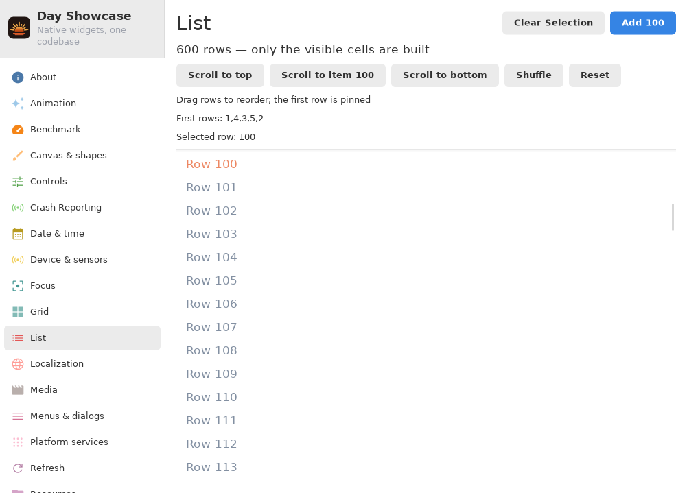 List · programmatic scrolling, Linux GTK 4