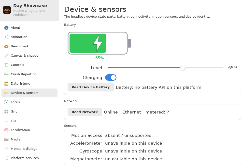 Device & sensors, Linux GTK 4