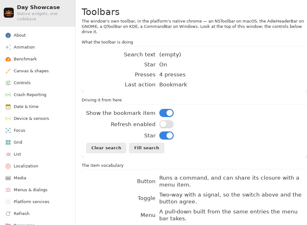 Toolbars, Linux GTK 4