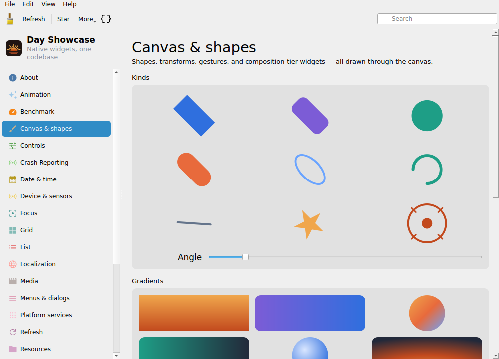 Canvas & shapes, Linux Qt 6