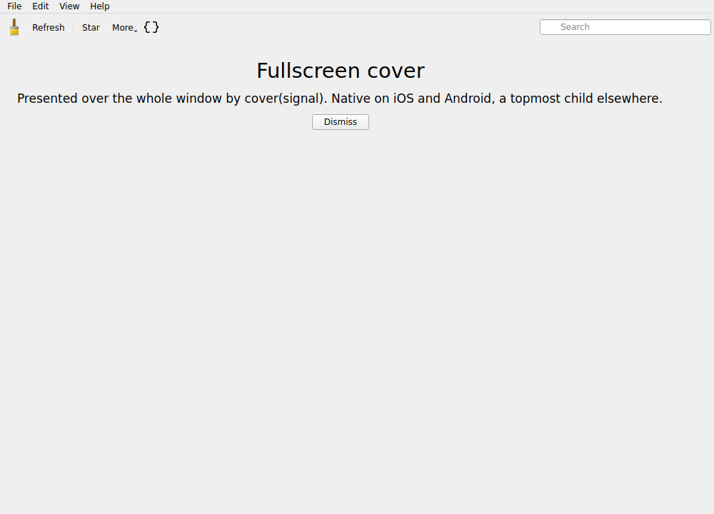 Stack · fullscreen cover, Linux Qt 6