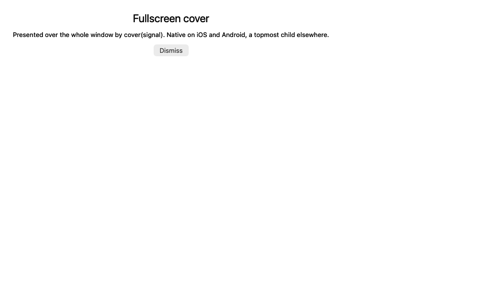 Stack · fullscreen cover, macOS AppKit