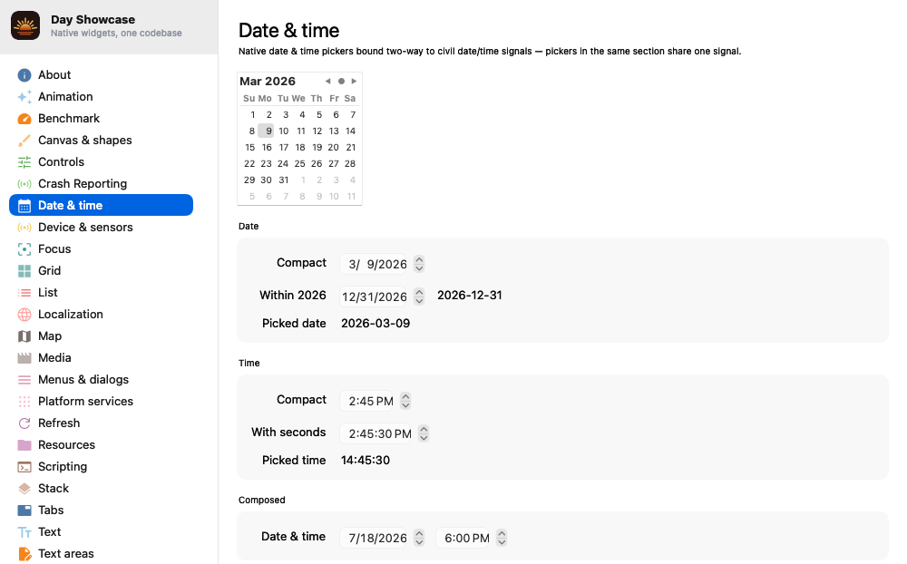 Date & time, macOS AppKit