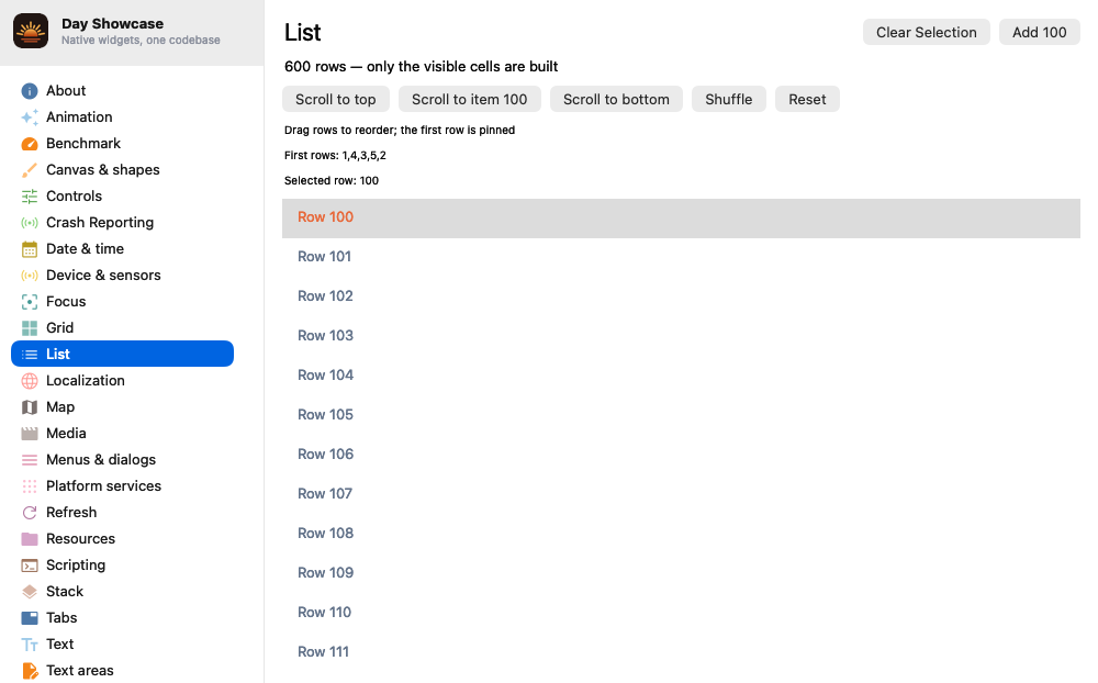 List · programmatic scrolling, macOS AppKit