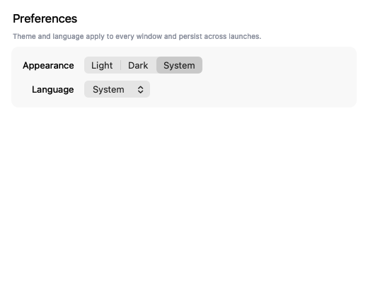 Menus & dialogs · preferences window, macOS AppKit