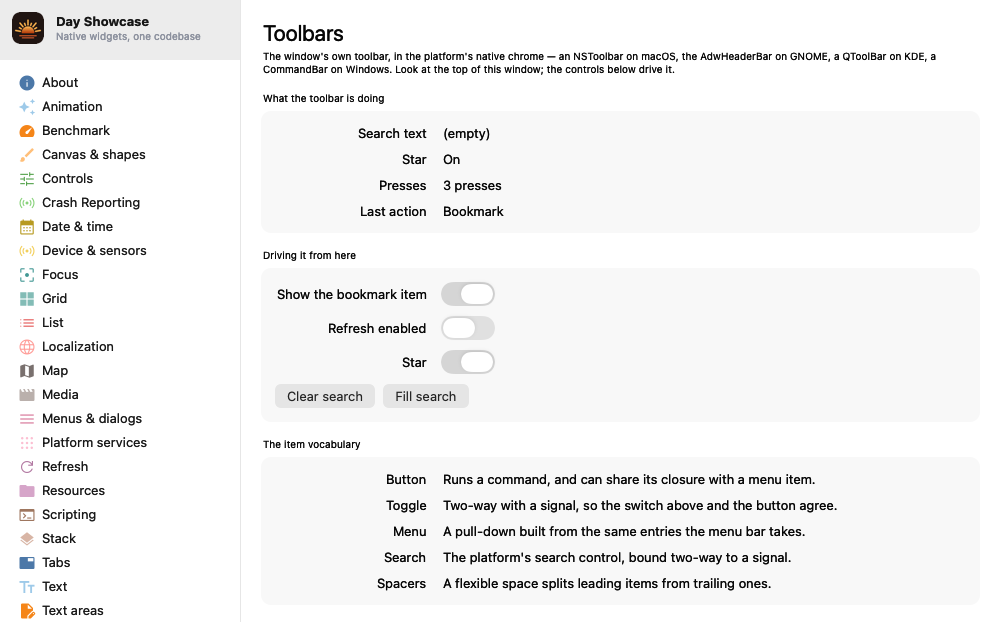 Toolbars, macOS AppKit