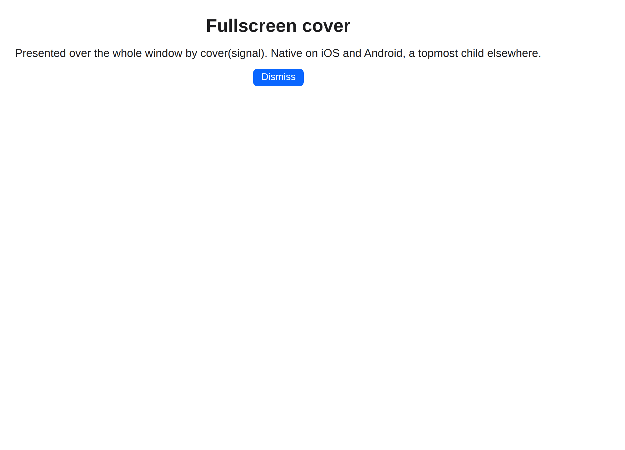 Stack · fullscreen cover, Web Web DOM