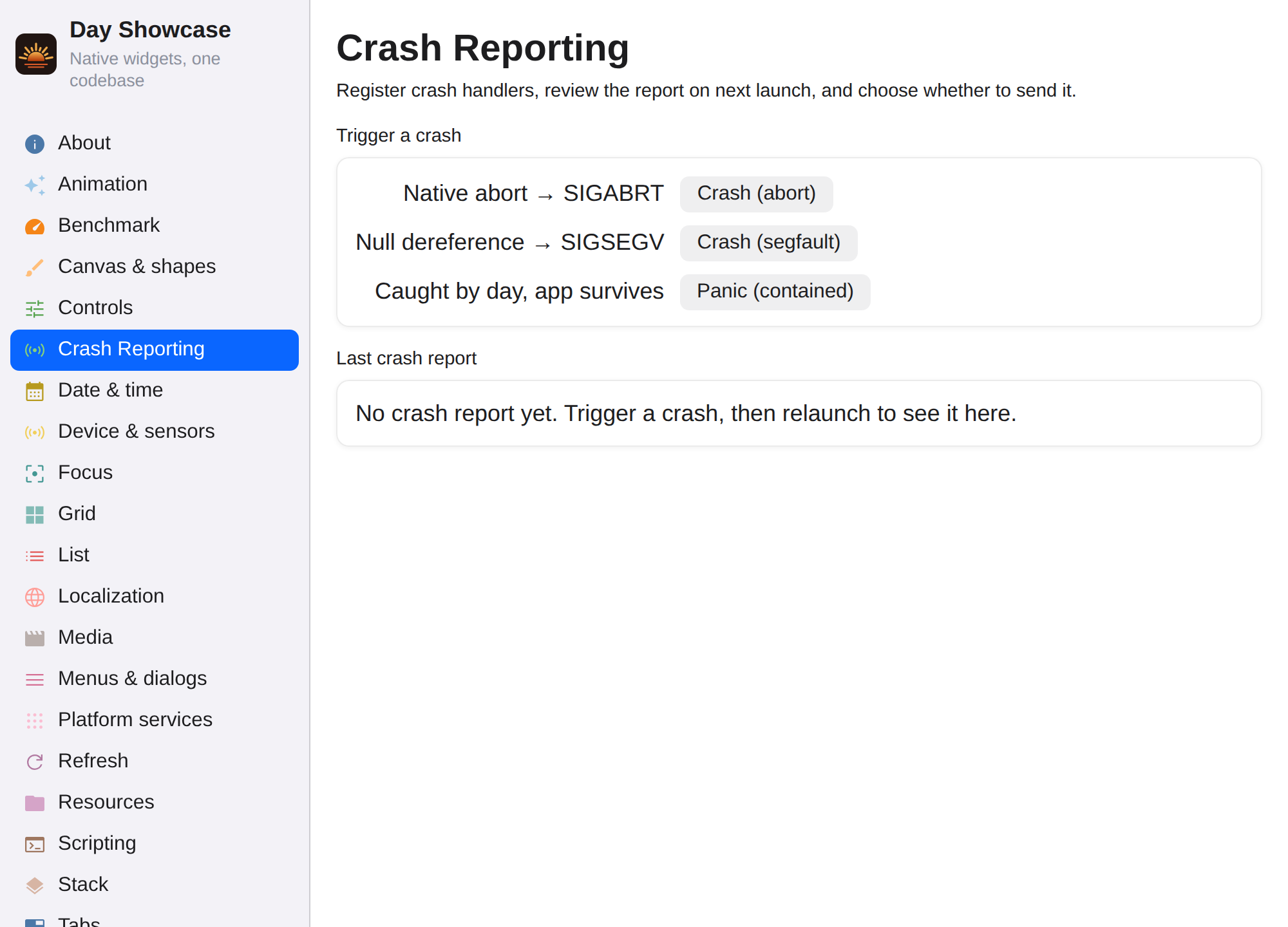 Crash reporting, Web Web DOM