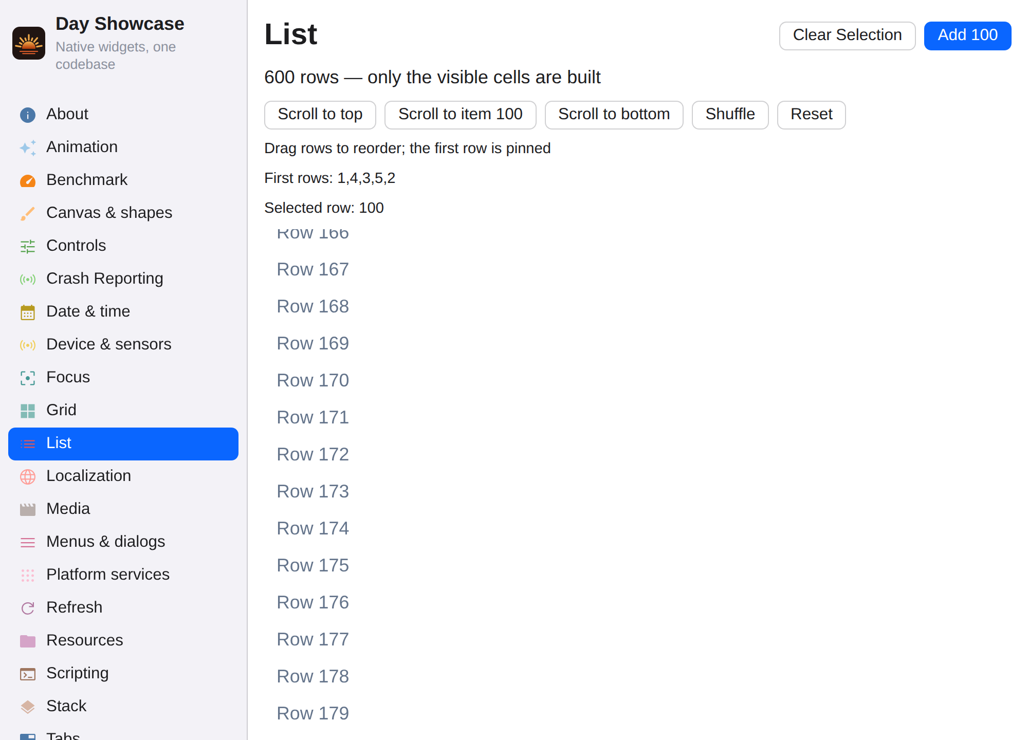List · programmatic scrolling, Web Web DOM