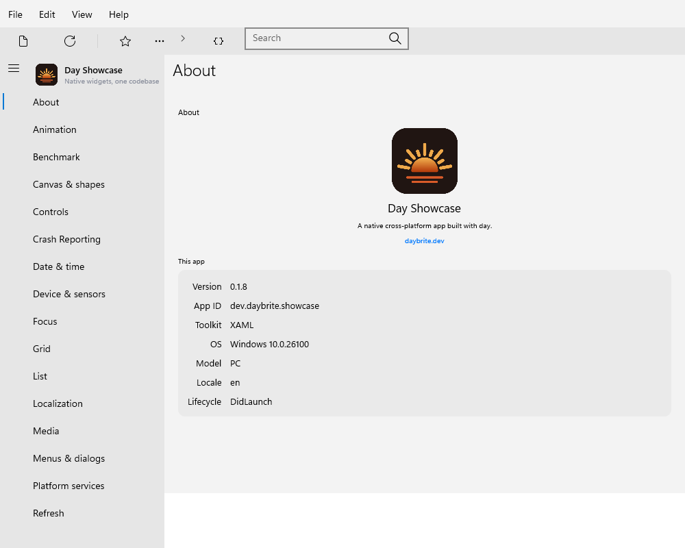 About, Windows XAML
