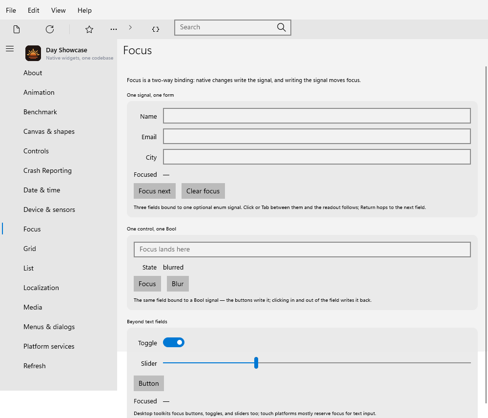 Focus, Windows XAML