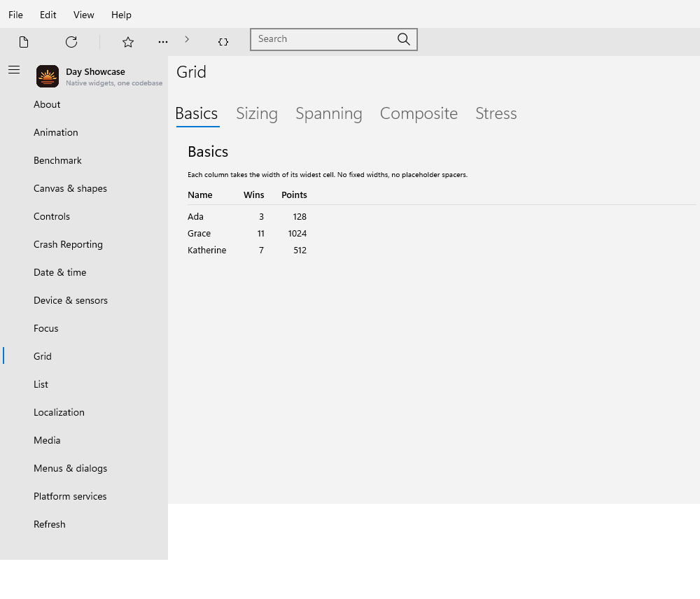 Grid, Windows XAML
