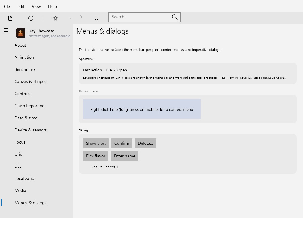 Menus & dialogs · preferences window, Windows XAML