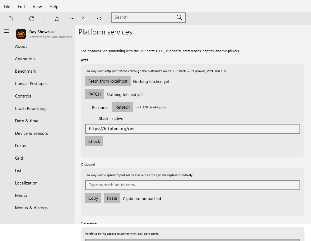 Platform services, Windows XAML