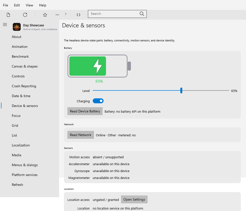 Device & sensors, Windows XAML