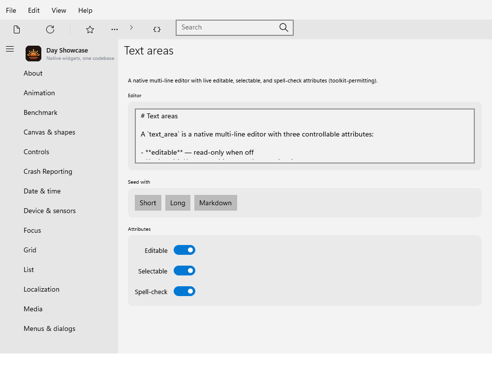 Text areas, Windows XAML