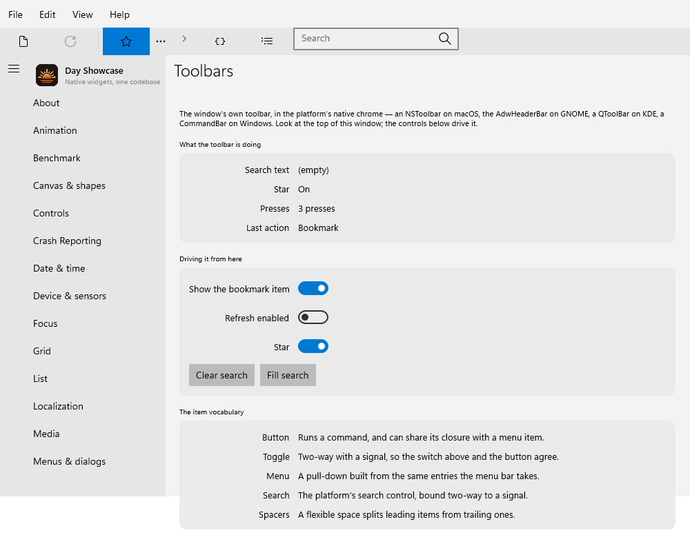 Toolbars, Windows XAML