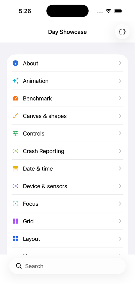 The Day Showcase app running natively on iOS with UIKit