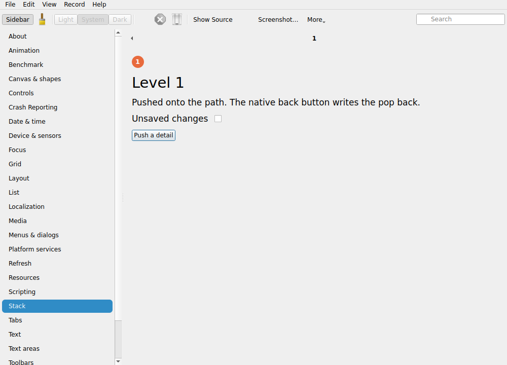 The Day Showcase app running natively on Linux with Qt (KDE)