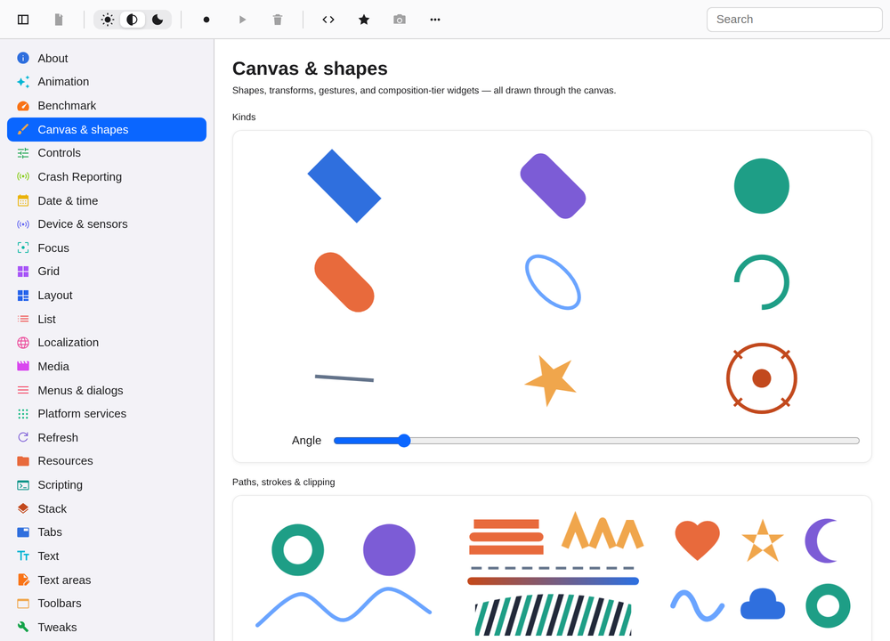 The Day Showcase app running natively on Web with DOM